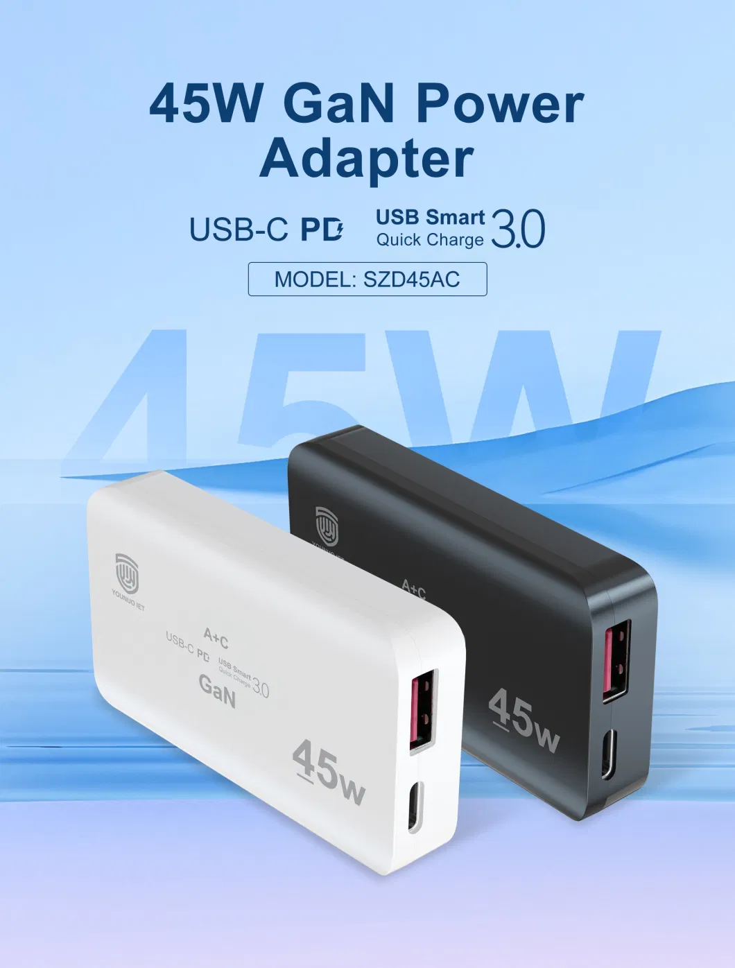 EU UK Original Wall Charger for Apple Phones Samsung Pd Fast 45W USB Type a+C GaN Charger